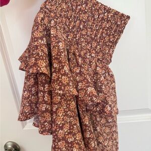 ARULA Textured Knit Skirt in Pink and Brown